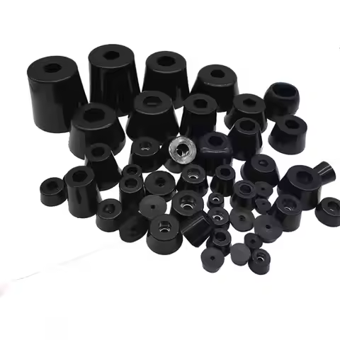 LOT 4 O/D 12mm To 50mm Black Rubber Machine Foot Pad Feet With Steel Washer Non-slip Furniture Table