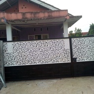 pagar rumah laser cutting kombinasi anyaman