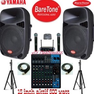 Paket Sound System Yamaha + Speaker Baretone ( 15 Inch Aktif 500 Watt