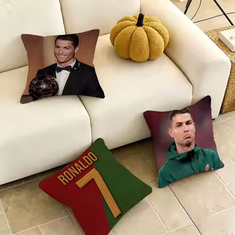 CR7 Cristiano-O Ronaldo Football Pillow Case Square Double-Sided Sofa Cushion Cover Bedroom Bedside 