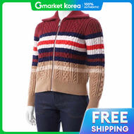 MAISON KITSUNE STRIPED CABLE ZIPPED CARDIGAN NW00506KH0001-0031 스트라이프 เคเบล จปเปอร กา