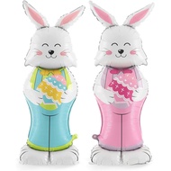 2 Pcs Large Easter Bunny Balloons 59 Inch Rabbit Shaped Balloon with Base Standing for Easter Birthd