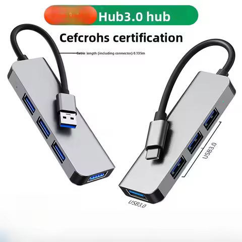 1-to-4 USB 3.0 Hub 7-in-1 Compatible with Laptops Multi-Port Type-C Hub