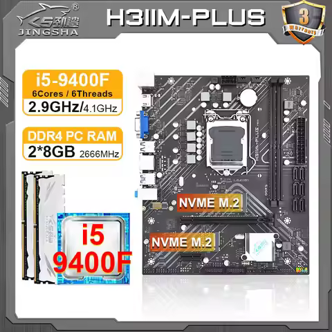 JINGSHA H311M-PLUS LGA 1151 motherboard CPU RAM complete combo kit with i5 9400F 9th processor 2*8GB