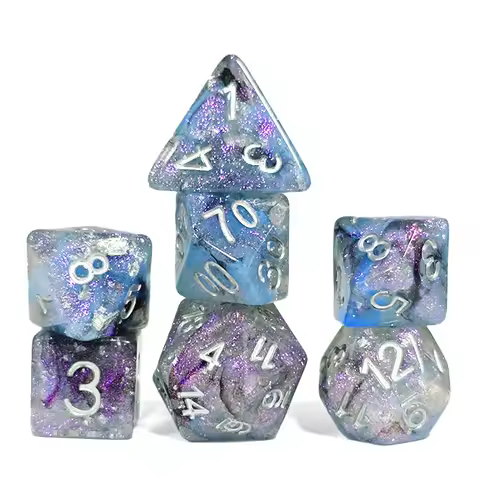 7Pcs/Set Resin Galaxy Theme Dice Starlight Effect Unique DND Polyhedral Dice Set for TRPG Games Boar