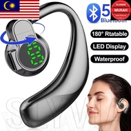 MP -Bluetooth 5.4 Earphones - Sports Single Ear Earhook Headphone - Fashion Digital Display Earbud -