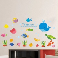 Undersea Fish Whale Decorative Wall Stickers For Kitchen Room Decoration Bathroo