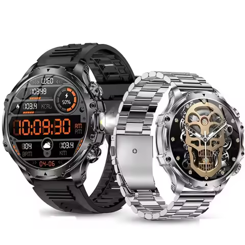 Men Outdoors Sports Fitness Tracker AK75 Smart Watch Flashlight 1.9inch 700mah Large Battery BT Call