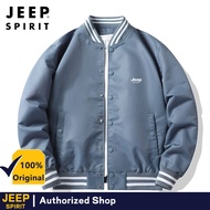JEEP SPIRIT Jaket Baseball บางของผู้ชายใหม่แจ็คเก็ตสีดำ