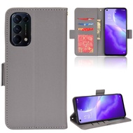 Casing For OPPO Reno 5 Pro Plus Case Lychee Pattern Leather Flip Case For OPPO Reno 5Pro Wallet Card Slot Bracket Phone Cover