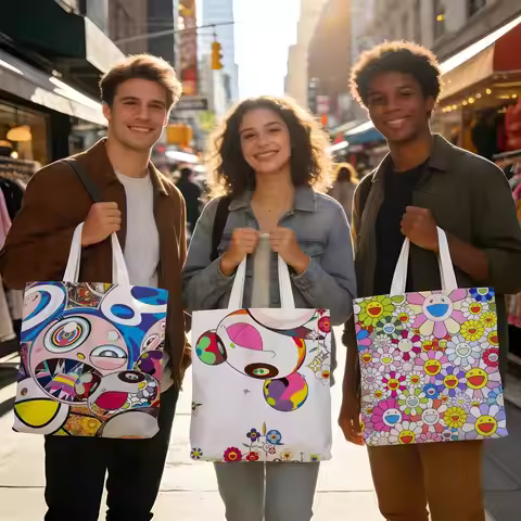 Storage Bags Double-sided Large Washable Unisex Reusable Bag For Market Shopping School Daily M-Mura