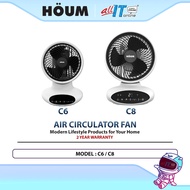 HOUM Air Circulator Fan C6 6” / C8 8” Table Desk Fan with 3 Speed, 360° Air Circulation, Quiet Opera