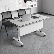 Multifunctional Long Table, Splicable with Wheels, Training Office Folding Combination Flip Table, C