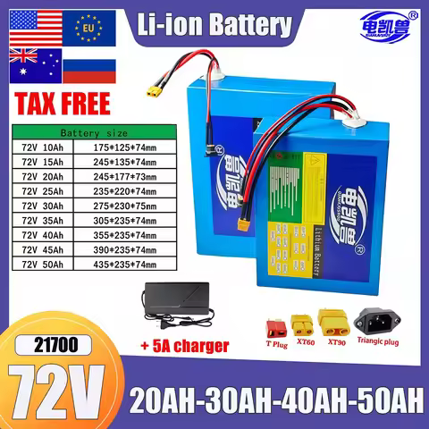 DIANKAISHOU 21700 Lithium battery pack 72V 50Ah 40Ah 30Ah 20Ah 10Ah -With 50A BMS 0-3500W For E-tool