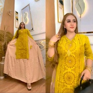Gamis Dress Wanita – Hindi Tongue Adesa Rayon Premium with Umbrella Ruffle Silhouette
