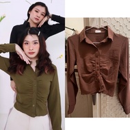 KEMEJA Crop top fit body shirt + baya admin