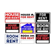 House for Rent, Apartment for Rent, Room for Rent Laminated Signage and Waterproof Vinyl Sticker A4