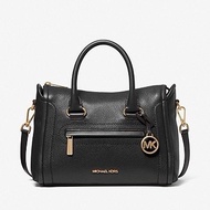 MK Carine medium satchel pebbled leather black