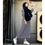 VV.Collection Maxy Dress Bahan Salur Spandex Tebal Fit to XL Tunik Wanita Tunik Muslim Baju Muslim F