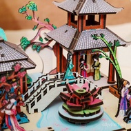 Mangyang DIY Hand-assembled building blocks of the Dream of the Red Chamber music box, children's as