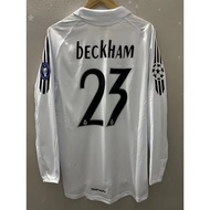 05 06 Real Madrid RONALDO ZIDANE BECKHAM Home Retro Football Jersey Custom Long Sleeve T-shirtabac