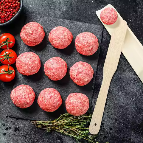 2 Sets Bamboo Shrimp Paste Spoon Mold Comfortable Non Slip Handle Meatball Maker Kitchen Supplies fo