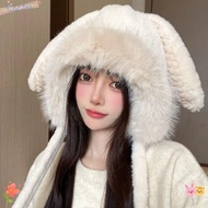 CACTU Winter Hat, Lacing Ear Protection Bear Ears Hat, Cute Velvet Warm Woolen Bucket Hat Women