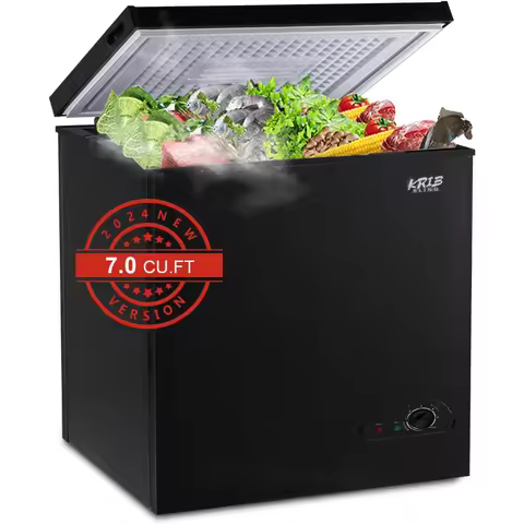Chest Freezer 7.0 cu.ft Mini Adjustable 7 Thermostat Compact Deep Freezer Top Door Low Noise