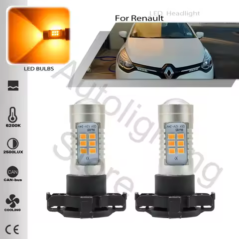 2PCS Canbus No Error PY24W LED front turn signal Light Bulb For Renault Clio IV 4 2012 2013-2020 Ope
