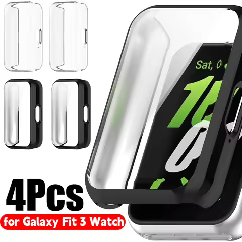 2 in 1 Tempered Glass Case For Samsung Galaxy Fit 3 Smart Watch Full Coverage Bumper Protective Cove