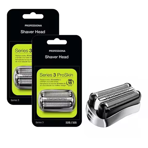 32S Replacement Head Foil & Cutter Compatible with Braun Series 3 Shaver 3000s，3010s，3040s，3050cc，30