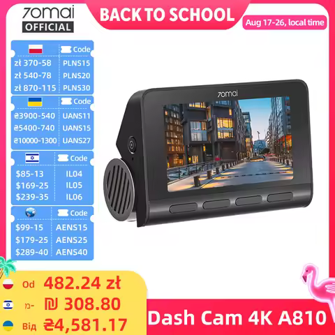 70mai 4K Dash Cam A810 HDR Built-in GPS ADAS 24H Parking 4G Compatible Car DVR 70mai A810