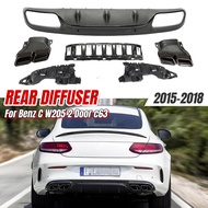 For C63 AMG Diffuser with exhaust tips for Mercedes Benz W205 C205 Coupe 2-Door C200 C300 C43 AMG to