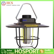 【HCS】LED Camping Light Vintage Portable Hanging Camping Lamp Stepless Dimming Waterproof IPX4 Rechar