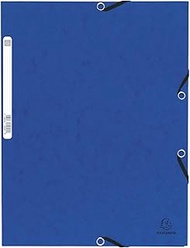 Exacompta - Ref. 55302E - Pack of 10 elastic folders 3 flaps glossy card 355 gsm - With back label - A4 - Blue