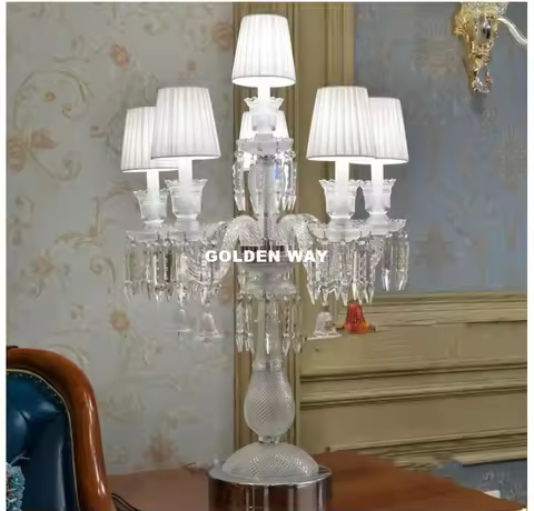 Modern Table Lamp D50cm H70cm K9 Crystal Deco Crystal Table Lamp Luxury Lustre De Cristal Table Lamp