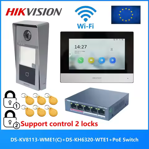 HIKVISION Original Multi-language 802.3af POE Video intercom KIT,include DS-KV8113-WME1(C) & DS-KH63