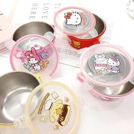 台灣正版授權三麗鷗不鏽鋼雙耳隔熱餐碗