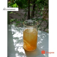 SUMMER.CERAMIC / Transparent cylindrical glass cup. Minimalist glass cup.