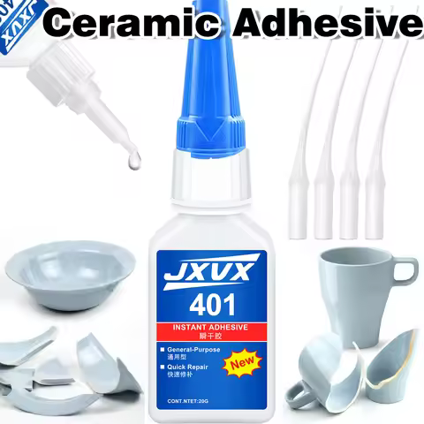 401 Ceramic Super Glue Liquid, Clear Instant Cyanoacrylate Adhesives for Ceramic Repair Food Safe, A