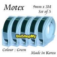 Motex TWT-9 (TW-101) Tape Writer Refill (Original) - Green - Set of 5