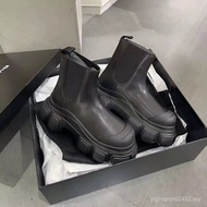 High Boots Trendy Chelsea Short Boots Genuine Leather Thick-Soled Lightweight Martin Cigarette Boots