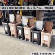 Step and Push Dustbin 8L 10L 18L Pedal Trash Bin Garbage Bin with Lid Plastic Waste Bin