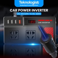 Car Power Inverter DC 12V/24V to AC 220V 4usb Port