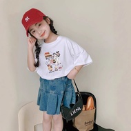 Korea Korea 2026 Pure Cotton Girls Short-Sleeved Children's Clothing Summer White T-Shirt 2025 New S