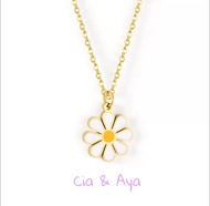 18K Gold Plated Stainless Steel White Flower Pendant Necklace For Kids and Adults