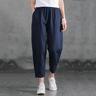 Yyf Linen Pants Women Bloomy Pants - Modern Women's Trousers Korean Style Baggy Pants Women Premium Long Pants 7/9
