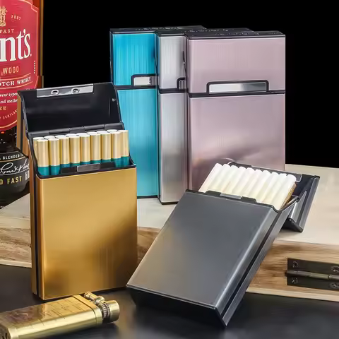 20 pack medium fine Cigarette Box creativity portable Metal opening cover Waterproof flip up Cigaret