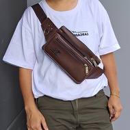 กระเป๋าคาดอก คาดเอว 5ช่องซิป ใบเล็กกะทัดรัด หนังPU อย่างดี แบรนด์ WOLVES ORIGINAL 100%