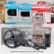 Groupset Shimano Altus M2000 Shifter RD Crankset BB Sprocket Rantai 9 Speed MTB Vintage Commuter Sel